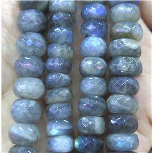 Labradorite bead, faceted rondelle, approx 12mm dia