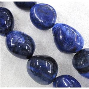 veins agate beads, freeform, royal blue, approx 15x20-30x40mm