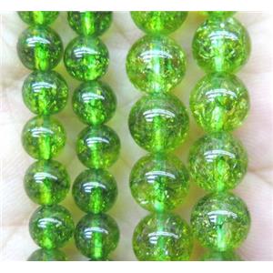 round Clear Quartz Beads, green treated, approx 10mm dia