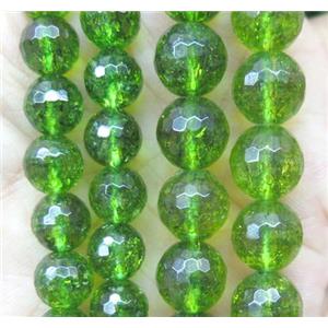 Olive Quartz Beads, faceted round, approx 6mm dia