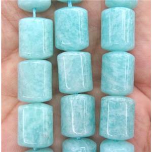 Amazonite beads, 3faces tube, green, approx 10x13mm