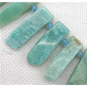 Russian Amazonite collar beads, stick, green, approx 12-40mm