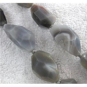 grey agate beads, faceted, freeform, approx 15x20-20x30mm