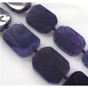 purple agate beads, slice, rectangle, approx 30-42mm