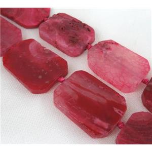 red agate beads, slice, rectangle, approx 30-42mm