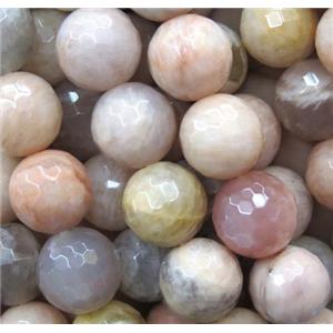 faceted round SunStone beads, pink, approx 12mm dia