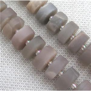 gray Moonstone heishi beads, matte, approx 11-13mm
