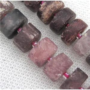 Strawberry Quartz heishi beads, matte, pink, approx 8-10mm