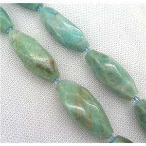 green Amazonite beads, faceted rice, approx 15-40mm