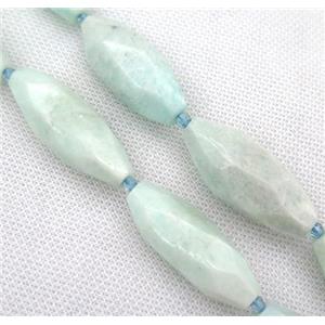 amazonite bead, faceted rice, approx 15-40mm