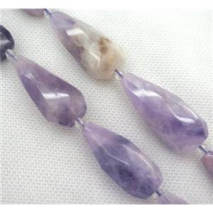 purple Chalcedony beads, faceted teardrop, approx 15-40mm