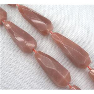 pink SunStone bead, faceted teardrop, approx 15-40mm