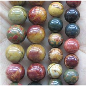 Picasso Creek Jasper Beads Smooth Round Multicolor, approx 8mm dia