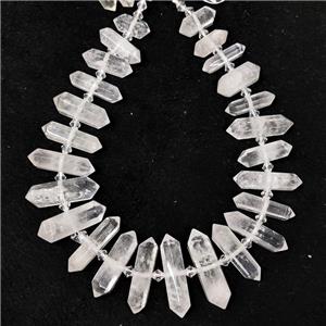 Clear Quartz Bullet Beads, point, approx 9-38mm