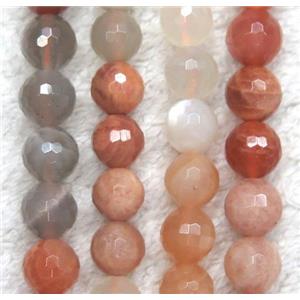 mixed Moonstone beads, faceted round, wpp 7mm dia