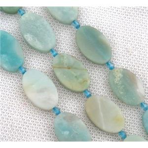 Amazonite oval beads, matte, blue, approx 8-16mm