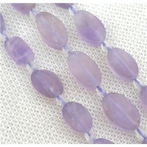 Amethyst oval beads, matte, purple, approx 8-16mm