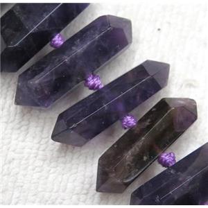 Amethyst Bullet Beads, point, dark-purple, approx 9-38mm