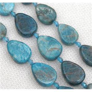 Apatite teardrop beads, blue, approx 10-18mm