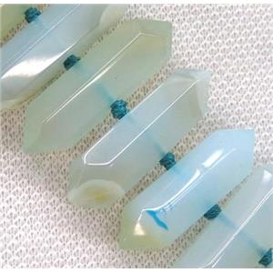 agate bullet beads, blue dye, approx 20-40mm