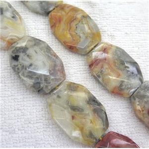 yellow Crazy Agate Beads, faceted oval, approx 25-40mm
