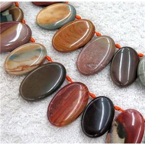 American Picture Jasper oval beads, top-drilled, approx 15-30mm