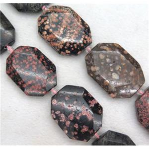 red snowflake jasper slice beads, faceted freeform, approx 25-40mm