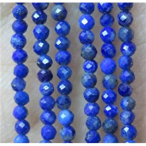 Lapis Lazuli tiny beads, blue, faceted round, approx 2mm dia
