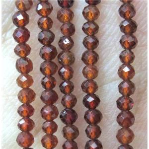 Orange Garnet tiny beads, faceted round, approx 2mm dia