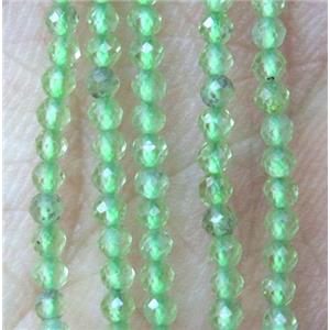 tiny peridot beads, green, faceted round, approx 2mm dia