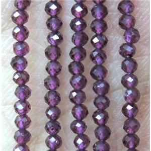 purple Garnet beads, tiny, faceted round, approx 2mm dia