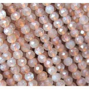 natural Orange MoonStone beads, tiny, faceted round, approx 2mm dia