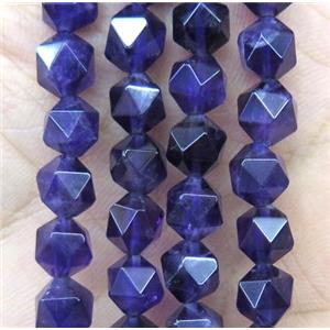 Amethyst ball beads, faceted round, deep-purple, approx 12mm dia