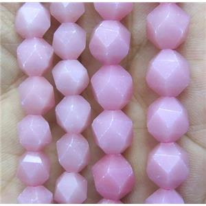 pink Opal Jasper ball beads, faceted round, approx 10mm dia