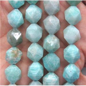 Russian Amazonite ball beads, green, faceted round, A-grade, approx 12mm dia