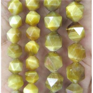 Golden Tiger eye stone ball beads, faceted round, approx 8mm dia