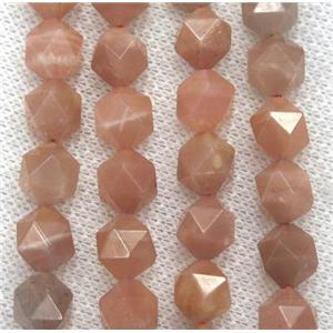 orange moonstone ball beads, faceted round, approx 6mm dia