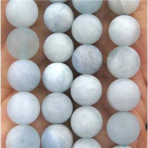 Aquamarine Beads, round, matte, blue, approx 12mm dia