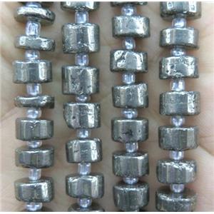 Pyrite heishi beads, approx 9-12mm