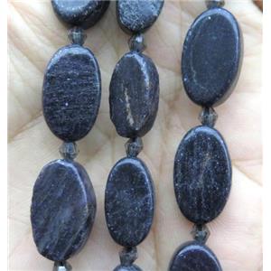 black Charoite oval beads, approx 10-16mm