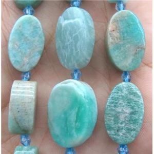 Russian Amazonite oval beads, green, approx 10-16mm