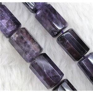 amethyst bead, deep-purple, faceted tube, approx 10x15mm, 15.5 inches