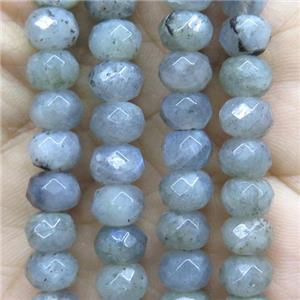 Labradorite beads, faceted rondelle, approx 6x10mm