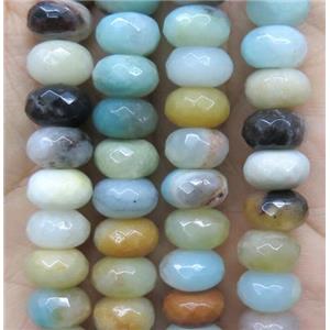 Amazonite beads, faceted rondelle, approx 5x8mm