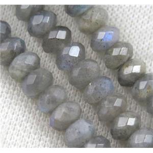 Labradorite beads, faceted rondelle, approx 5x8mm