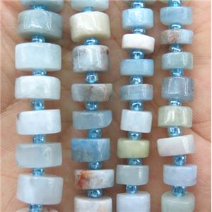 Aquamarine heishi beads, blue, approx 9-12mm