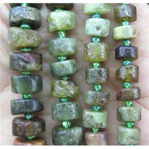 green Garnet heishi beads, approx 9-12mm