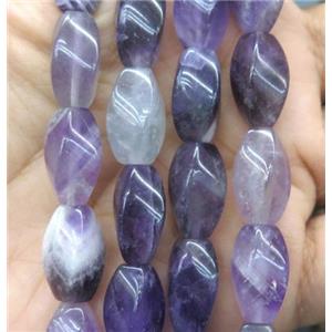 Amethyst twist beads, purple, approx 8x16mm