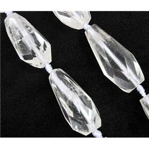 clear quartz beads, faceted teardrop, approx 15-45mm
