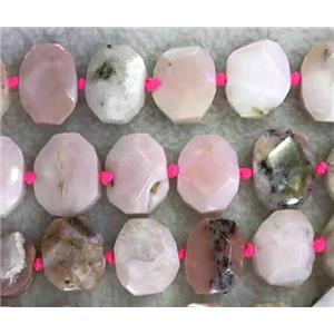pink Opal Stone beads, faceted oval, approx 13x18mm